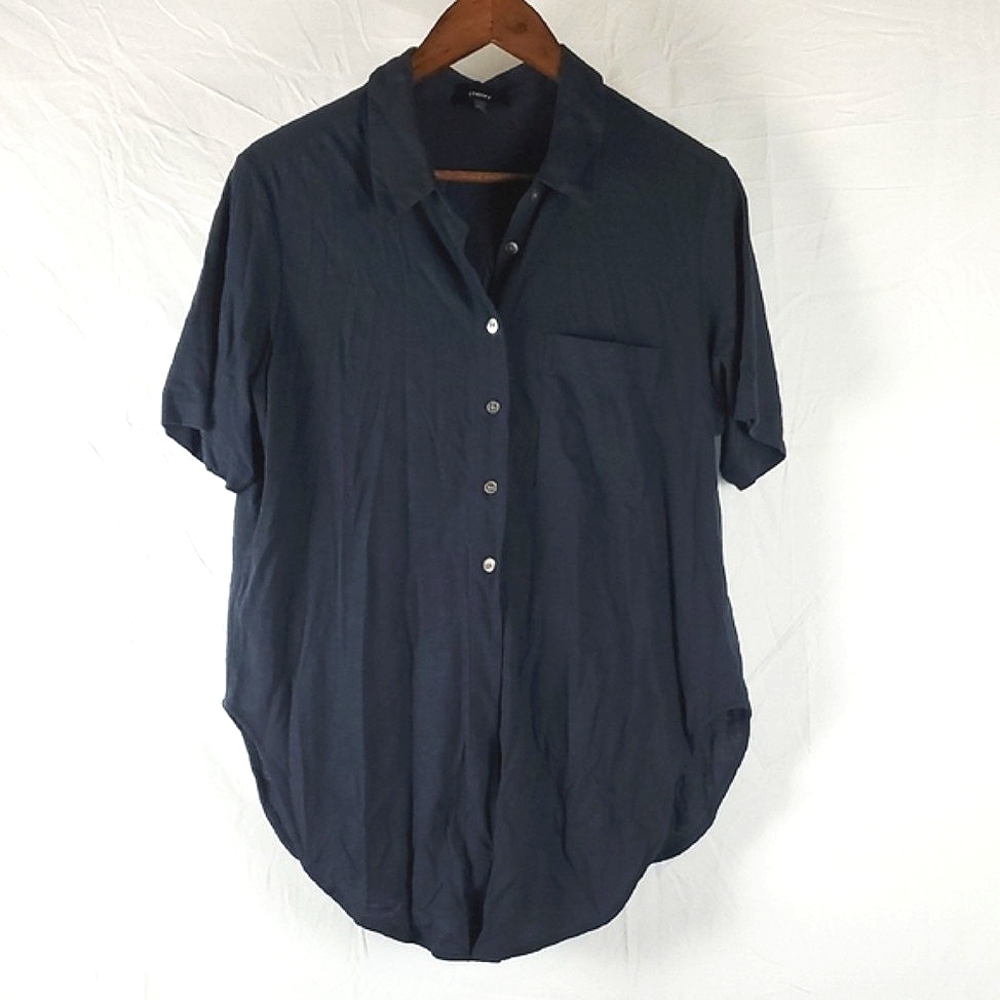 Theory Navy Blue Cotton Blouse‎
